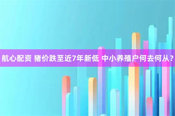 航心配资 猪价跌至近7年新低 中小养殖户何去何从？